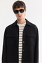 Men's Black Classic Collar Cotton Easy-Iron Comfort Fit Shirt Jacket A61Y2048 - 2
