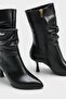 Lilia Patent Leather Look Pointed Toe High Heeled Drawstring Side Zipper Casual Stylish Women's Boots - 2