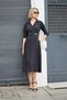 Women's Crush Cupra Anvelop Double Breasted Pleated Capri Sleeve Dress-Black - 4