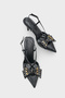 Nancie Mid-Heeled Metal Studded Bow Open-Back Women's Shoes - 4