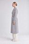 Striped Pattern Belted Closure Trench Coat Gray - 2