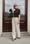 Women's Half Fisherman Shoulder Pleated Above Elbow Sleeve Blouse - Coffee - 2