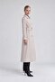 Apoletli Faux Leather Trench Coat Stone - 2