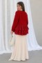 Women's Layered Chiffon Flounce Floral Embossed Gold Buttoned Knitwear Cardigan 1107 - Brown - 6