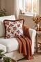 Autumn Acorns Pattern Fringed Throw Pillow Cover 3D Punch Embroidery Effect Digital Printed 43X43Cm