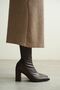 Women's Enjoy Thick Heeled Stretch Boots - Brown-Leather