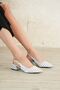 Women's Mely Buckle Short Heeled Shoes - Polka Dot-White - 2
