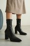 Women's Enjoy Thick Heeled Stretch Boots - Black-Leather - 2