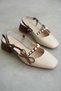 Women's Maste Pearl Short Heeled Shoes - Tan - 4