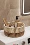 Solora Organizer Handmade Natural Paper Rope Closet - Bathroom - Kitchen Organizer Basket Metal 20X10 cm - 3