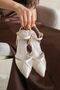 Women's Tesar Tulle Detailed Low Heel Shoes - Tan-Patent Leather - 4