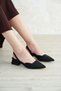 Women's Monaco Low Heel Shoes - Black Suede - 3