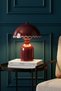Luna Tulip Table Lamp with Burgundy Metal Body - 25 cm - Bedroom Lighting - Decorative Table Lamp - 3