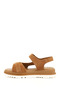 Women's Tan Suede Velcro Strap Genuine Leather Sandals - 5