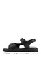 Women's Black Velcro Strap Genuine Leather Sandals - 5