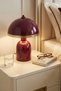 Luna Golden Lampshade with Burgundy Metal Body - 25 cm - Living Room Lighting - Decorative Table Lamp - 4