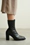 Women's Enjoy Thick Heeled Stretch Boots - Black-Leather