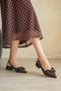 Women's Trom Bowtie Detail Short Heeled Shoes - Brown-Patent Leather - 2