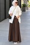 Women's Seasonal Cupra Pique Fabric Adjustable Lace-Up Skirt Trousers 373 Brown - Premium Series - 2