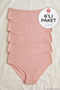 Ribana Heart Women's Bato High Waist Panties Powder 100% Cotton Pack of 6