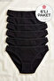 Ribana Women's Bikini Panties Black 100% Cotton 6-Pack