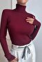 Unisex Claret Red Premium Cotton Turtleneck Camisole Ribbed Slimfit Turtleneck Sweater