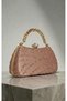 Pink Gold Framed Evening Dress Bag with Stone Detail 15X23 cm
