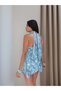 Patterned Neck Tie Mini Dress - 5