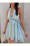 Halter Neck Side Tie Chiffon Dress - 3