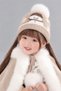 Beige Pompom Knitwear Winter Baby Beanie – New Year Concept Snowman Patterned Warm Model