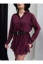 Belted Pleated Chiffon Mini Dress - 3