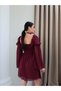 Collar Ruffle Corseted Chiffon Mini Dress - 5