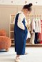 Ruffled Shirt Denim Overalls 2-Piece Set Navy Blue - 5