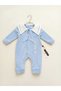 Baby Boy Blue Velvet Jumpsuit Sailor White Collar and Lace Detail Long Sleeve Baby Jumpsuit - 2