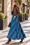 Italian Plaid Chanel Fabric 90 cm Fully Flared Skirt with Elastic Waist and Hidden Pockets - 2