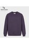Men's Oversize Thick Textured 3 Thread Non-Threaded Ribbed Crew Neck Basic Purple Sweatshirt - 2