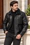 Carlos Genuine Leather Men's Black Mobile Fur Collar Coat - 2