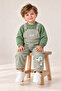 Boy's Tractor Embroidered Gabardine Salopet Set – Sweatshirt and Suspender Overalls 2-Piece Set - 3