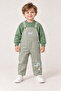 Boy's Tractor Embroidered Gabardine Salopet Set – Sweatshirt and Suspender Overalls 2-Piece Set - 4