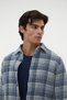 Men's Navy Blue Plaid Textured Regular Fit Shirt - 2