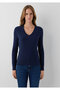 V-Neck Navy Blue Knitwear Slim Fit 1710911-70492 - 4