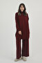 Women's Half Turtleneck Ribbed Detailed Basic 2-Piece Knitwear Hijab Set 8611