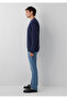 Crew Neck Navy Blue Basic Sweatshirt 0S10457-70497 - 4