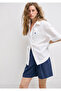 White Shirt with Ship Embroidery Detail Loose Fit / Relaxed Comfortable Cut 1211607-70057 - 2