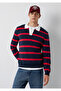 Striped Navy Blue Knitwear Polo 0710440-90367 - 3