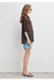 Hole Detailed Transparent Brown Shirt Loose Fit / Relaxed Fit 1614246-70251 - 5