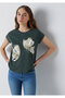Butterfly Printed Green T-Shirt Regular Fit / Normal Cut 1614147-71551 - 2