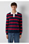 Striped Navy Blue Knitwear Polo 0710440-90367 - 4