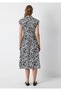 Printed Black Buttoned Dress 1310673-84587 - 5