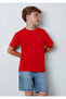 Logo Embroidered Red T-Shirt Loose Fit / Comfortable Loose Cut 6610493-80638 - 2